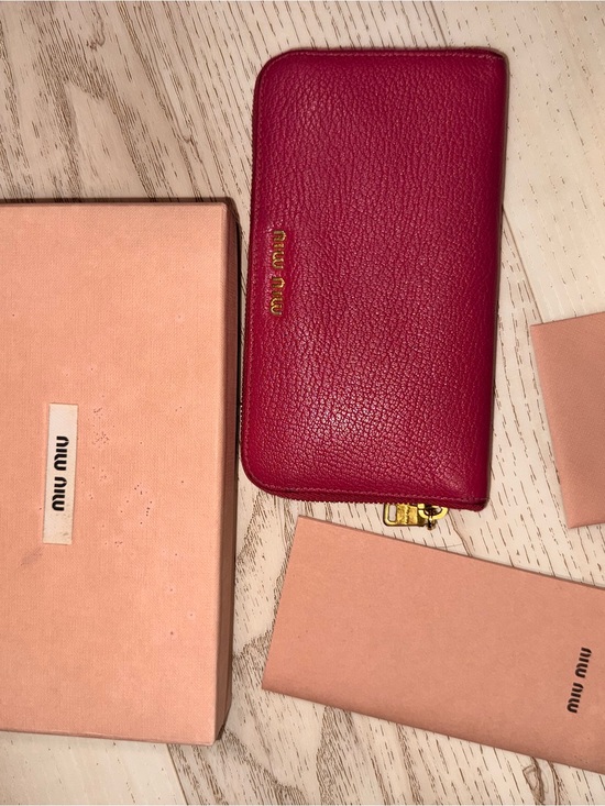 Miu Miu Handbags - Miu Miu Madras Zip Wallet w/ Box & Cards